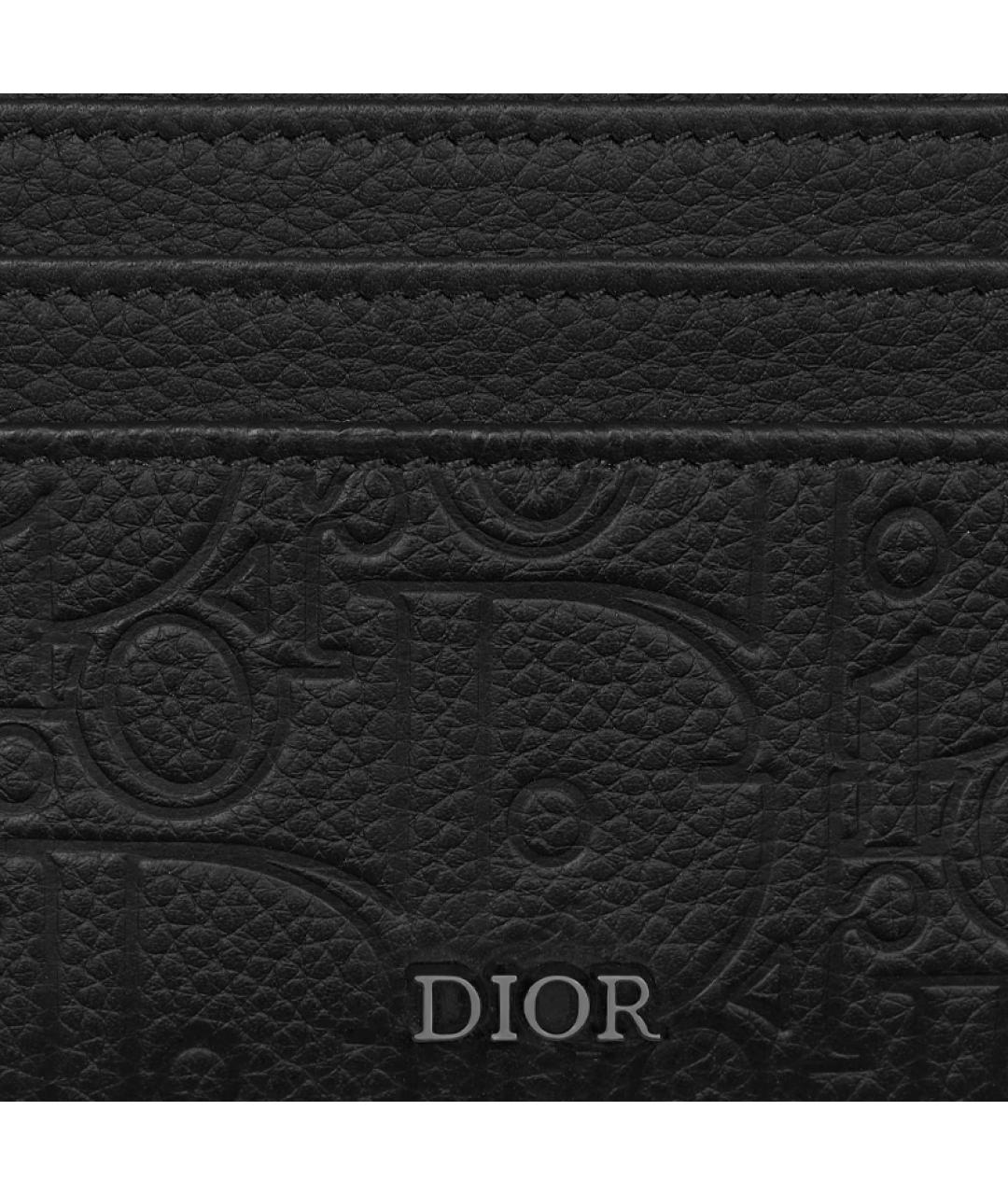 CHRISTIAN DIOR Черный кожаный кардхолдер, фото 4