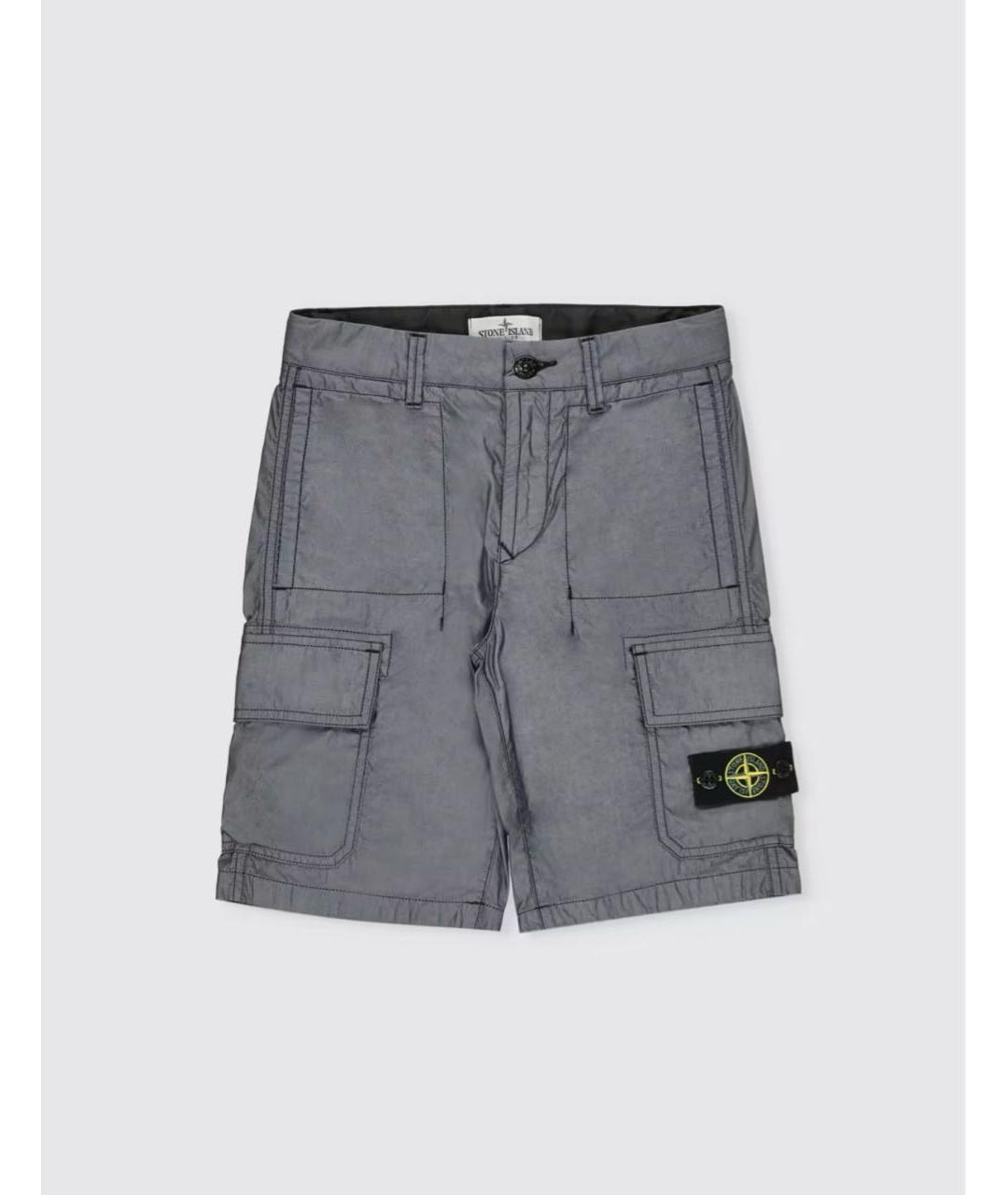STONE ISLAND Серебряные хлопковые детские шорты, фото 5