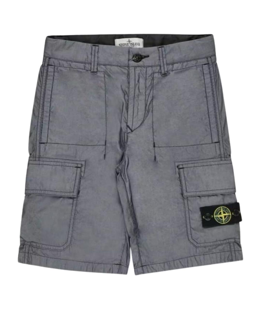 STONE ISLAND Серебряные хлопковые детские шорты, фото 1