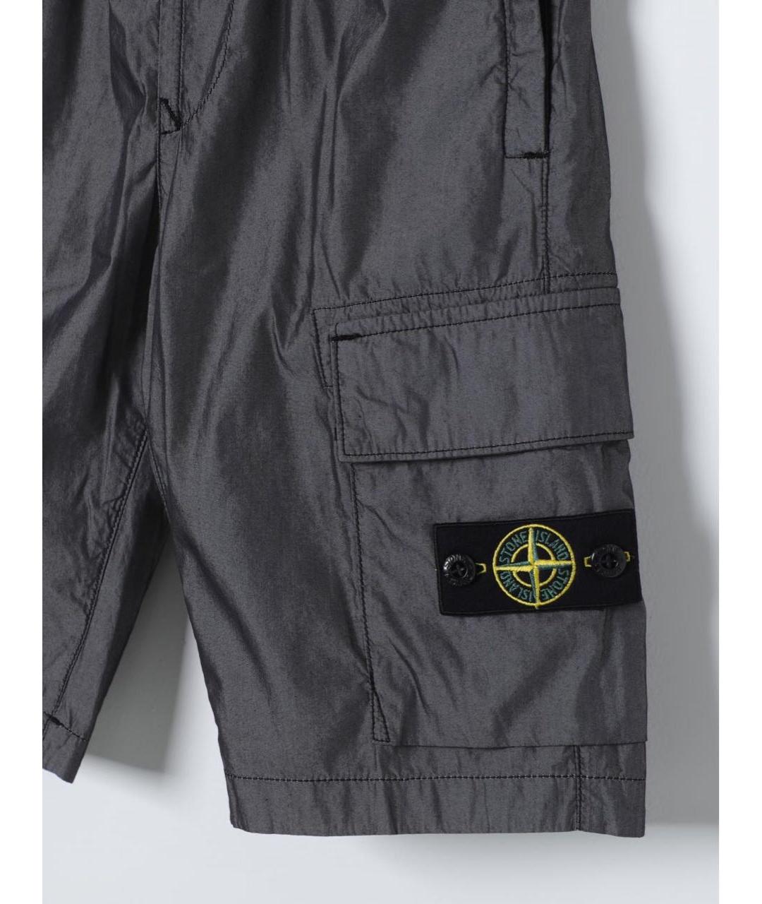 STONE ISLAND Серебряные хлопковые детские шорты, фото 4