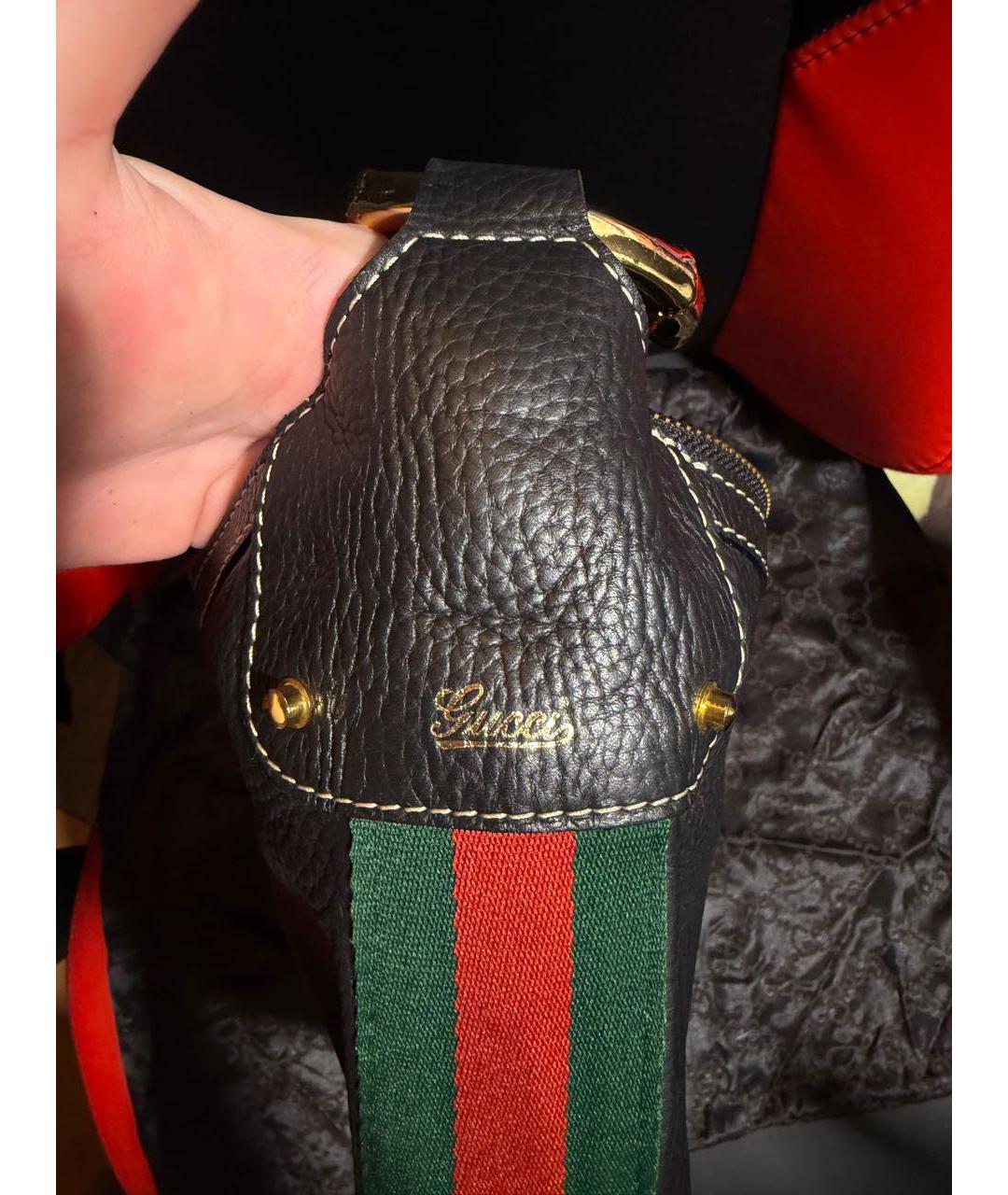 GUCCI Черная кожаная сумка тоут, фото 6