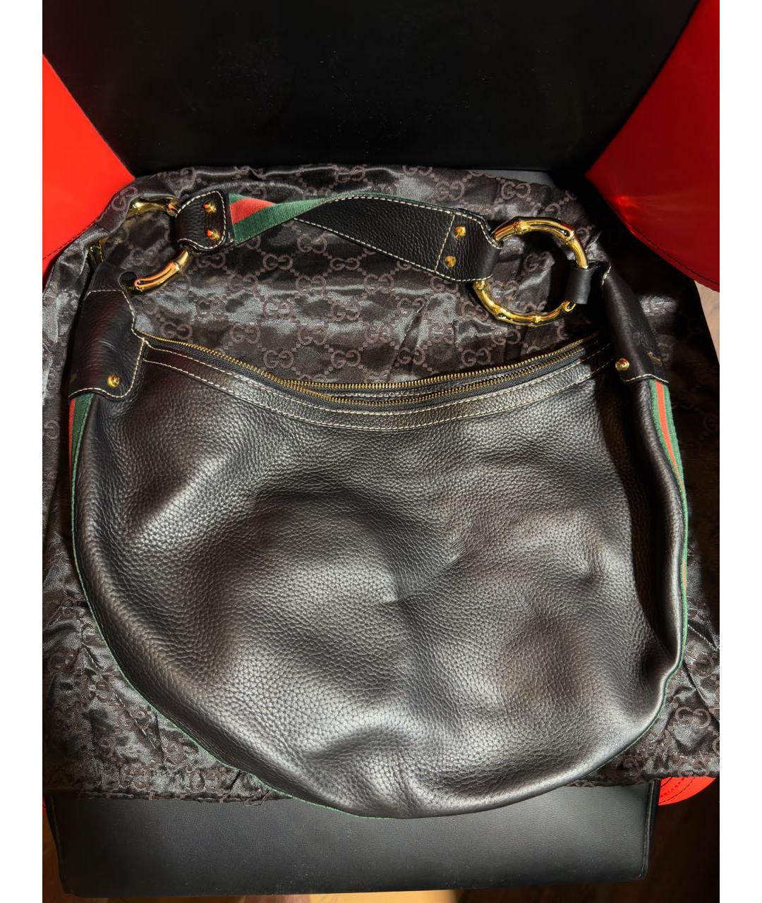 GUCCI Черная кожаная сумка тоут, фото 2