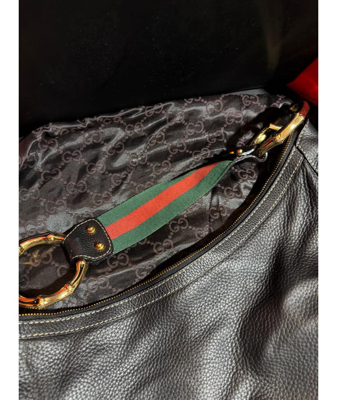 GUCCI Черная кожаная сумка тоут, фото 3