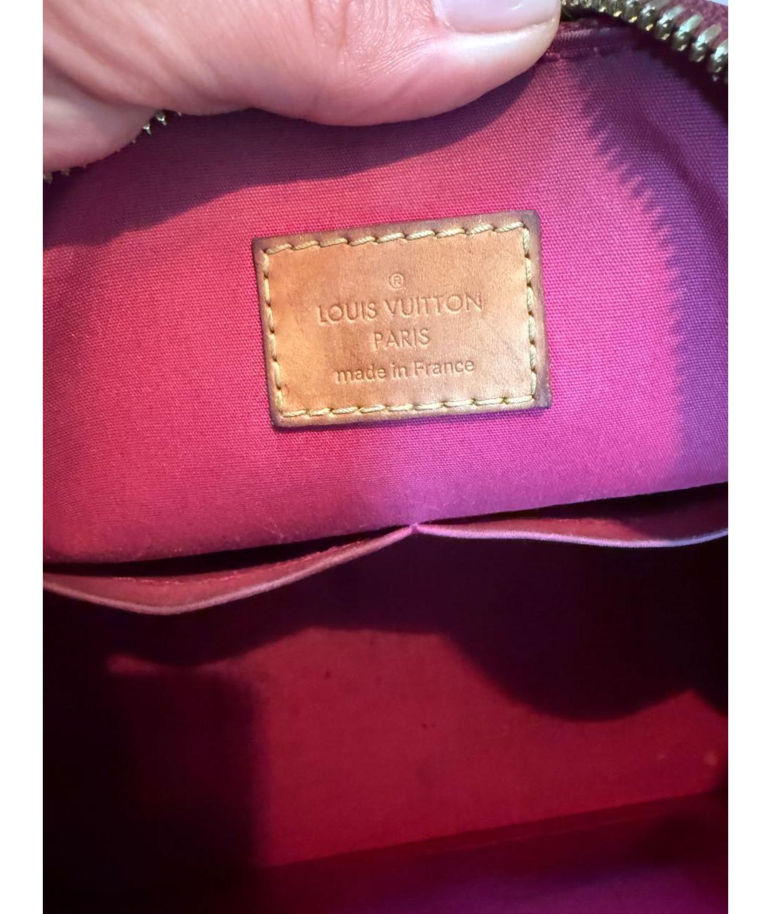 LOUIS VUITTON Розовая сумка с короткими ручками из лакированной кожи, фото 4