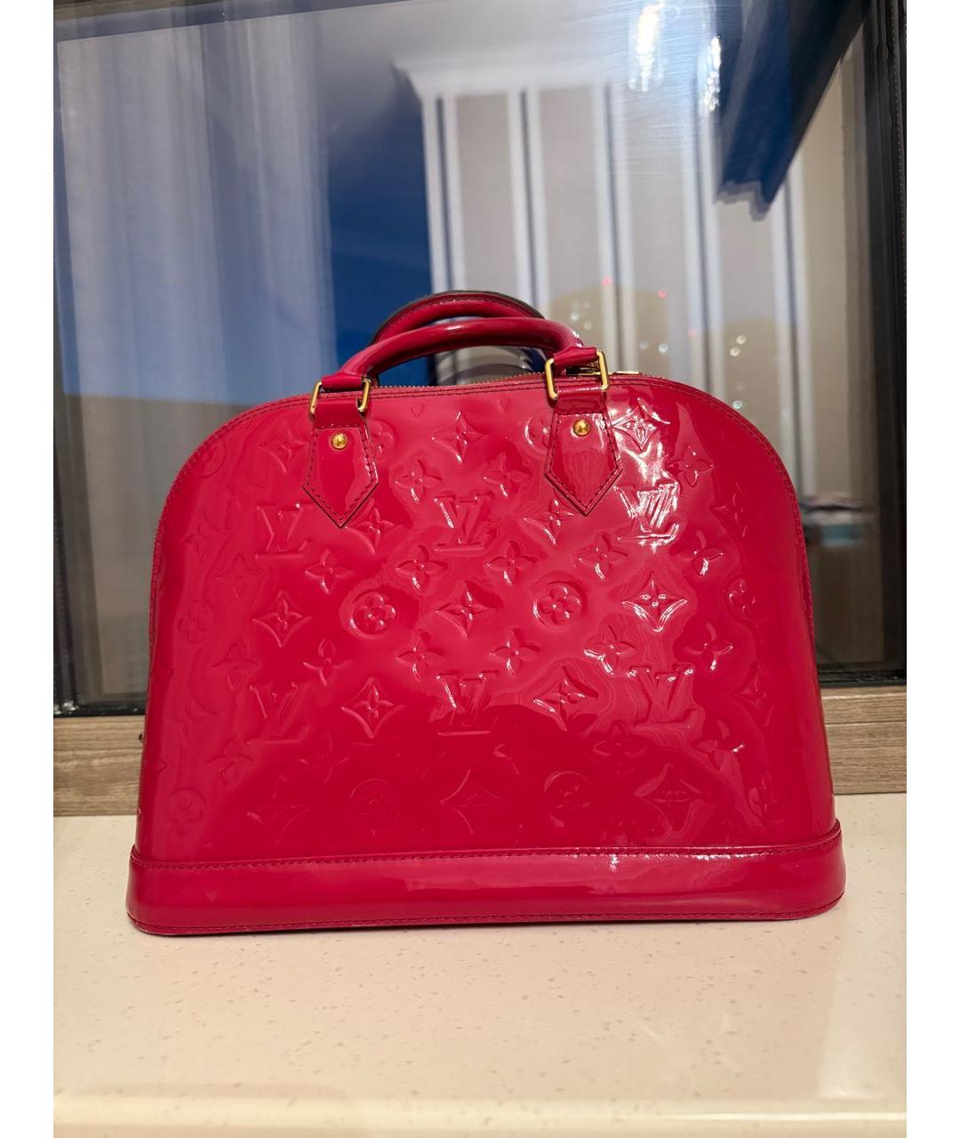 LOUIS VUITTON Розовая сумка с короткими ручками из лакированной кожи, фото 5