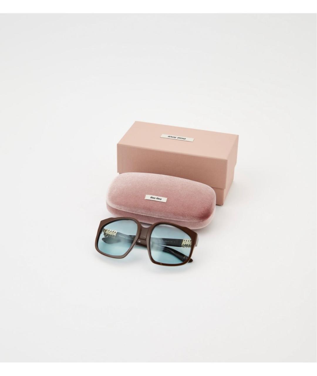 MIU MIU Коричневые пластиковые солнцезащитные очки, фото 4