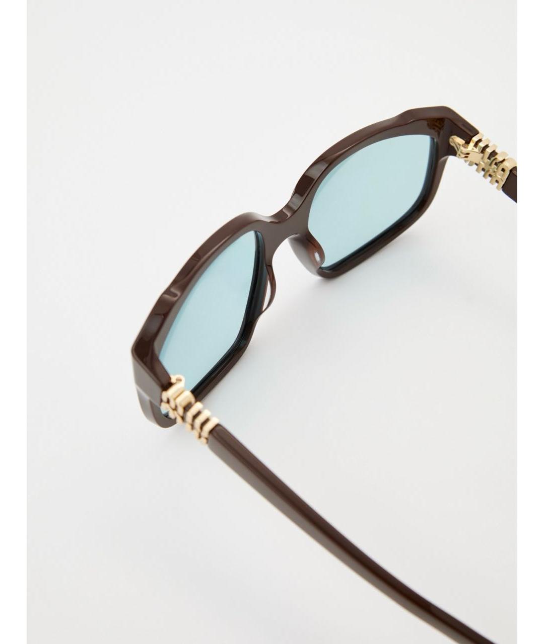 MIU MIU Коричневые пластиковые солнцезащитные очки, фото 3