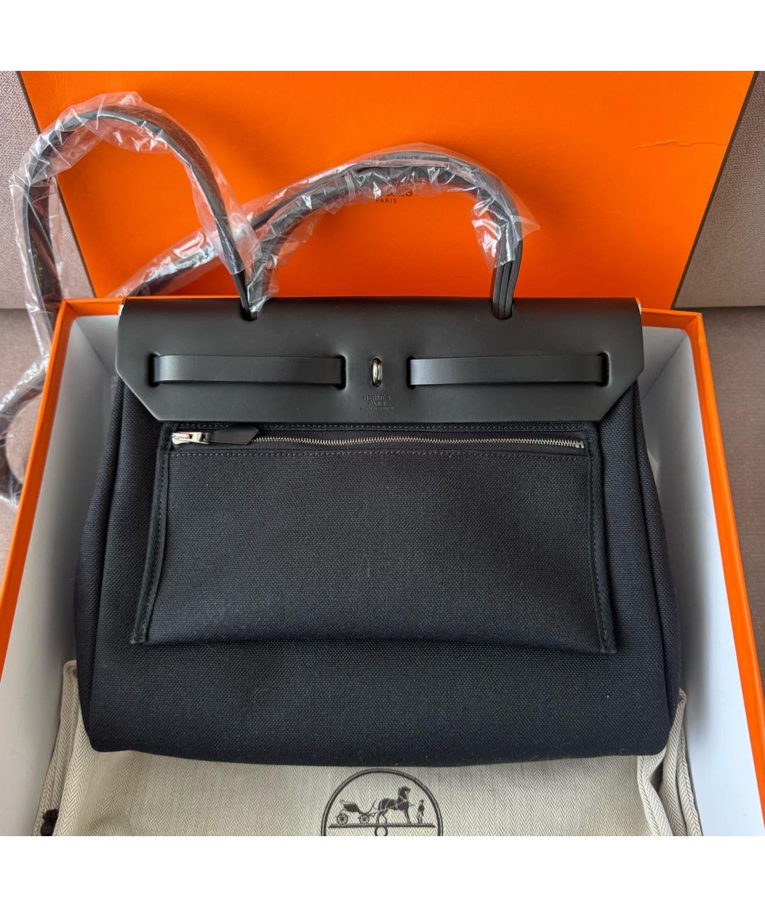 HERMES Черная тканевая сумка через плечо, фото 3