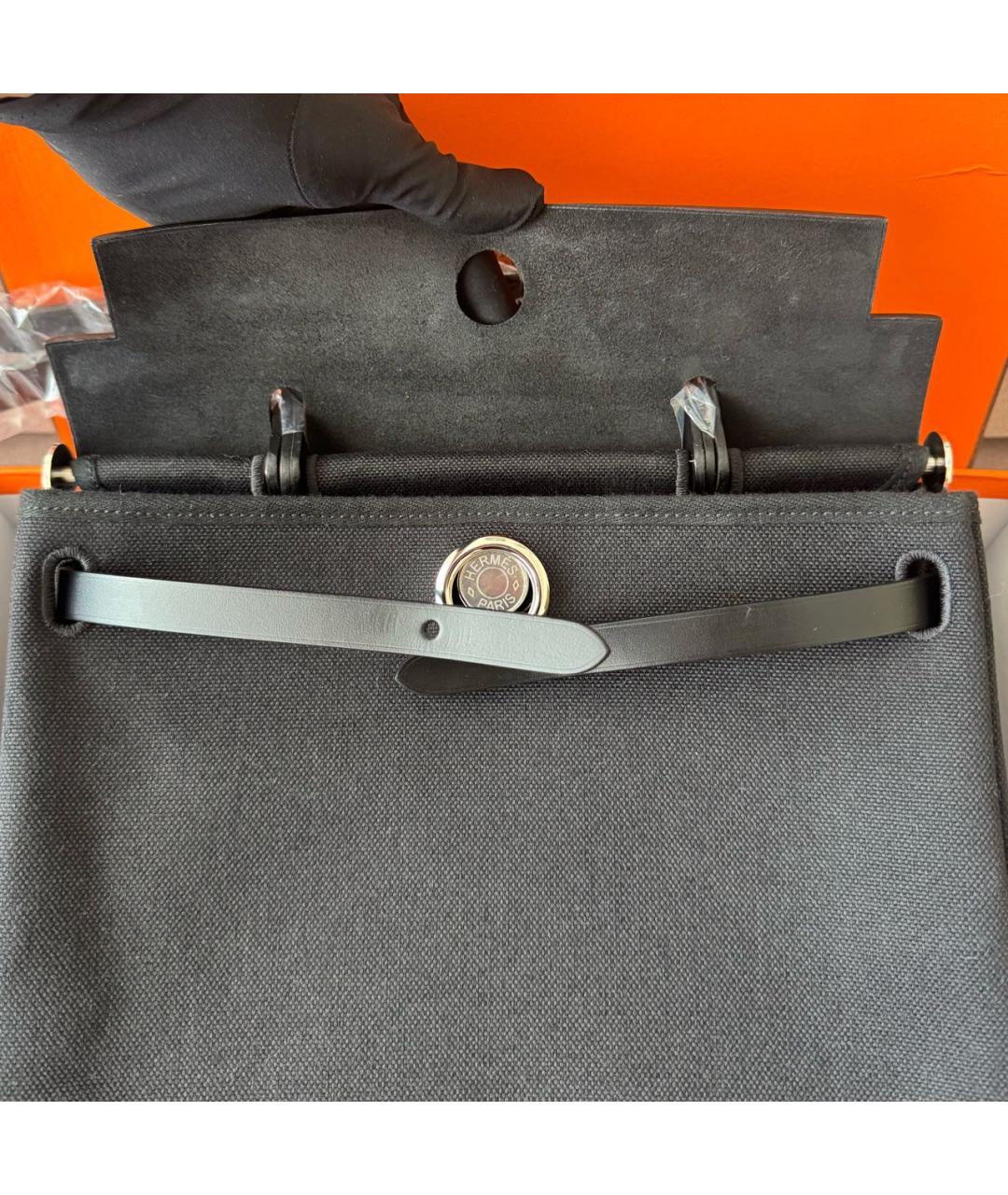 HERMES Черная тканевая сумка через плечо, фото 4