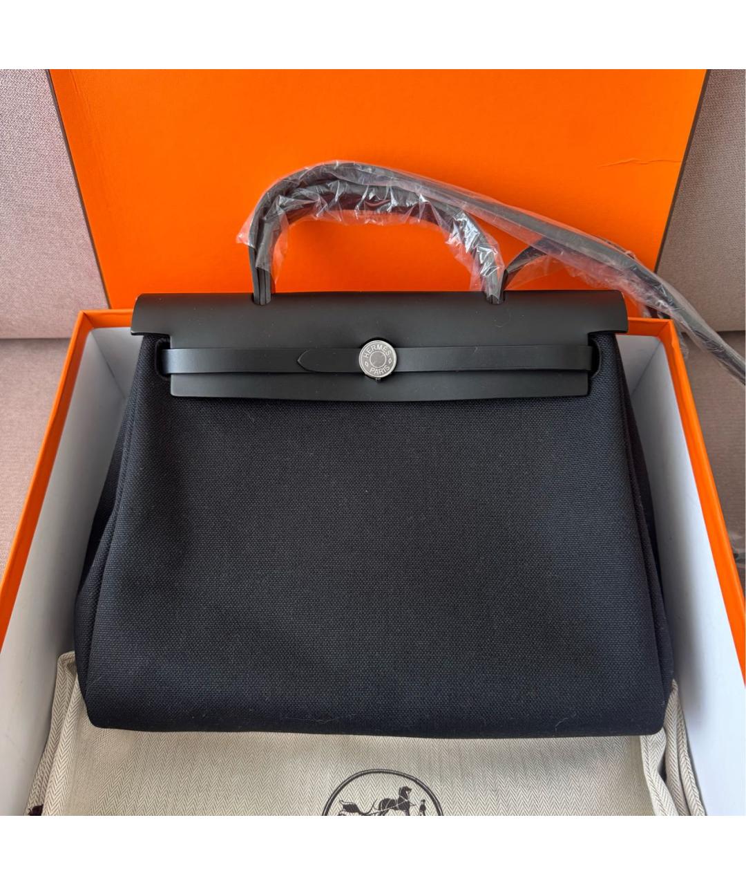 HERMES Черная тканевая сумка через плечо, фото 2