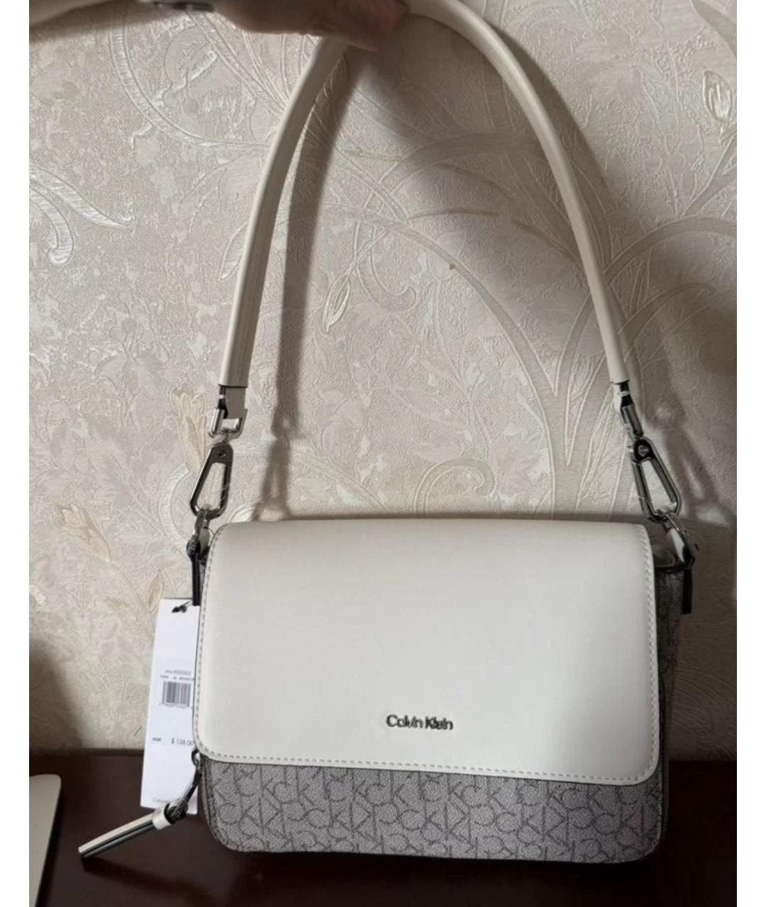 CALVIN KLEIN Белая сумка через плечо из искусственной кожи, фото 6