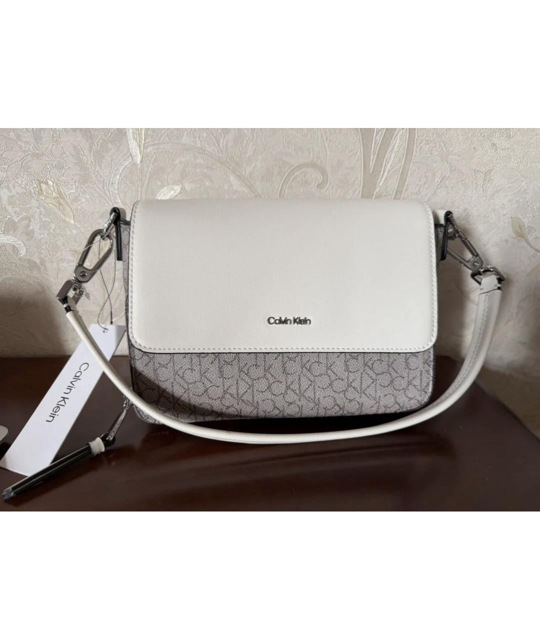 CALVIN KLEIN Белая сумка через плечо из искусственной кожи, фото 5