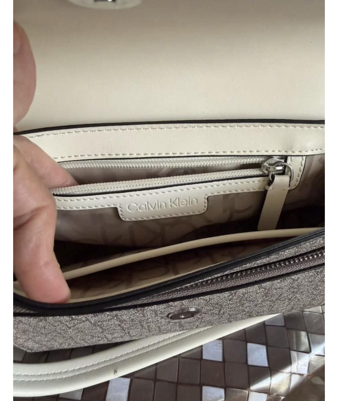 CALVIN KLEIN Белая сумка через плечо из искусственной кожи, фото 4
