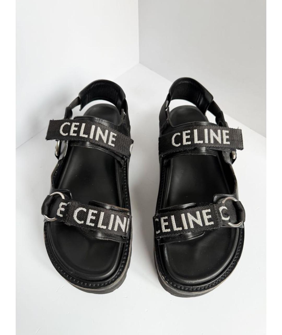 CELINE Черные кожаные сандалии, фото 2
