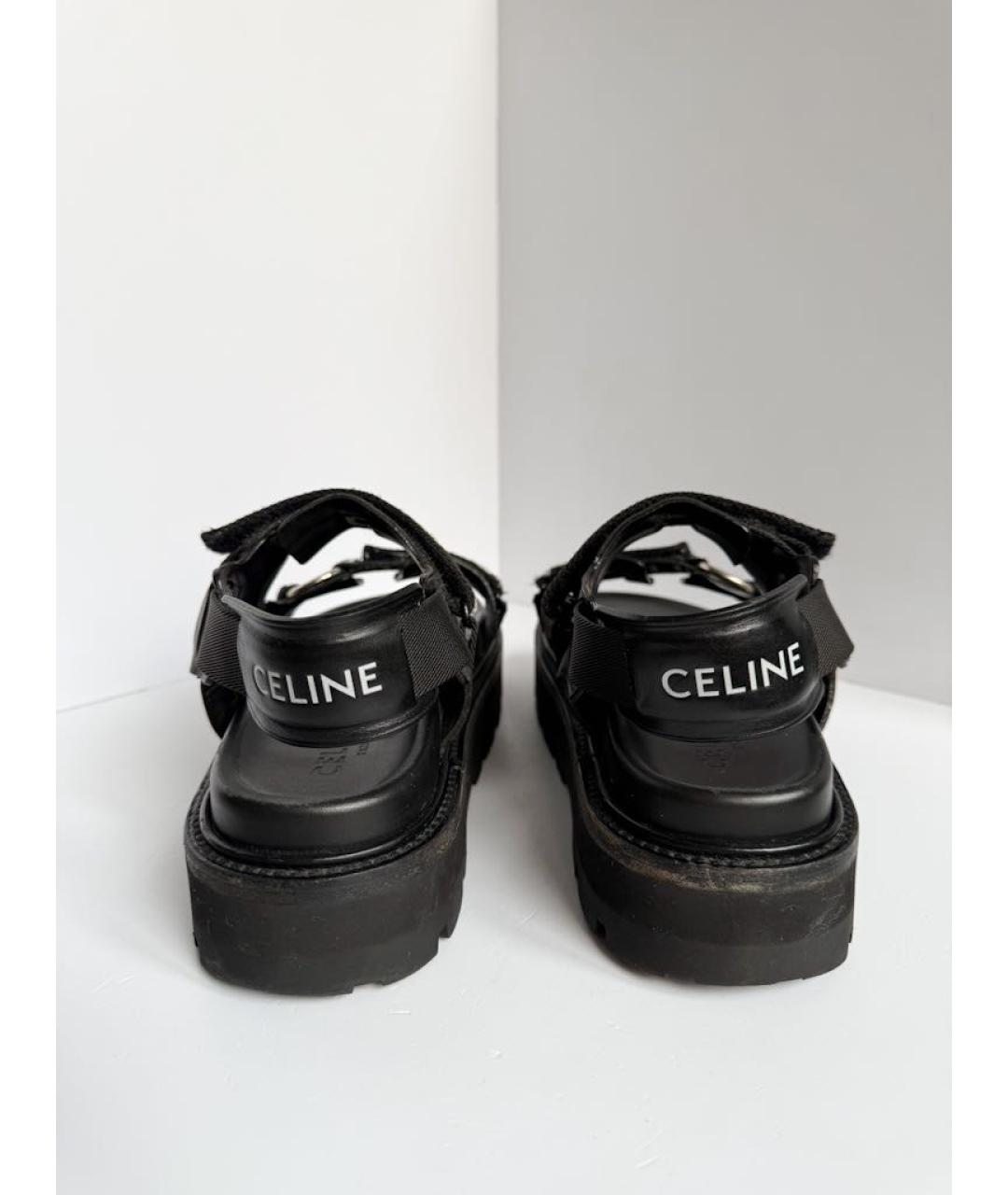 CELINE Черные кожаные сандалии, фото 4
