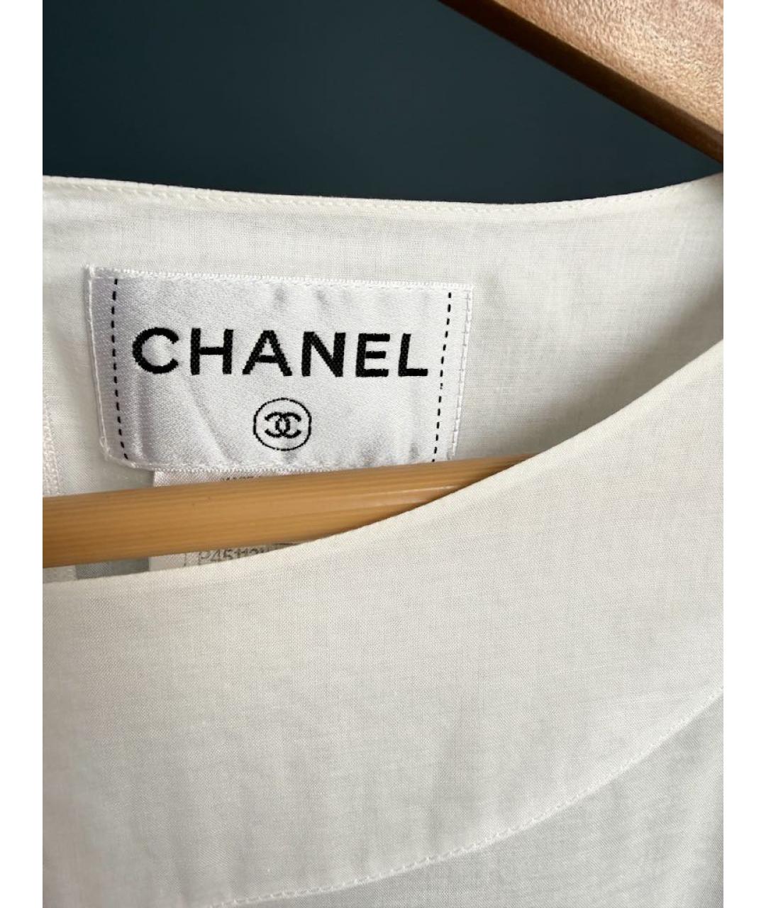 CHANEL Белое хлопковое повседневное платье, фото 4