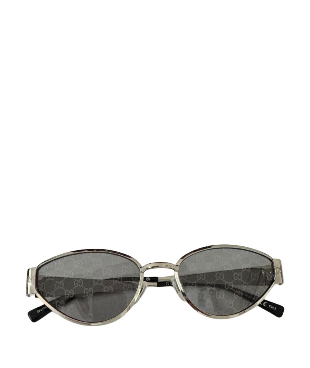GUCCI Серебряные металлические солнцезащитные очки, фото 1