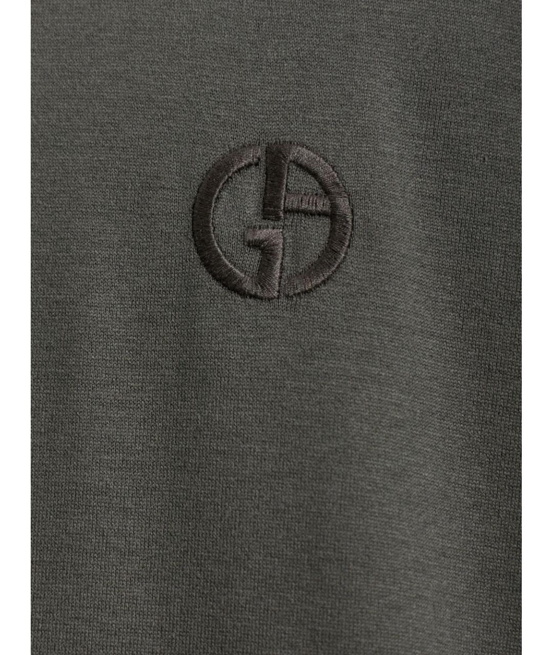 GIORGIO ARMANI Серая хлопковая футболка, фото 3