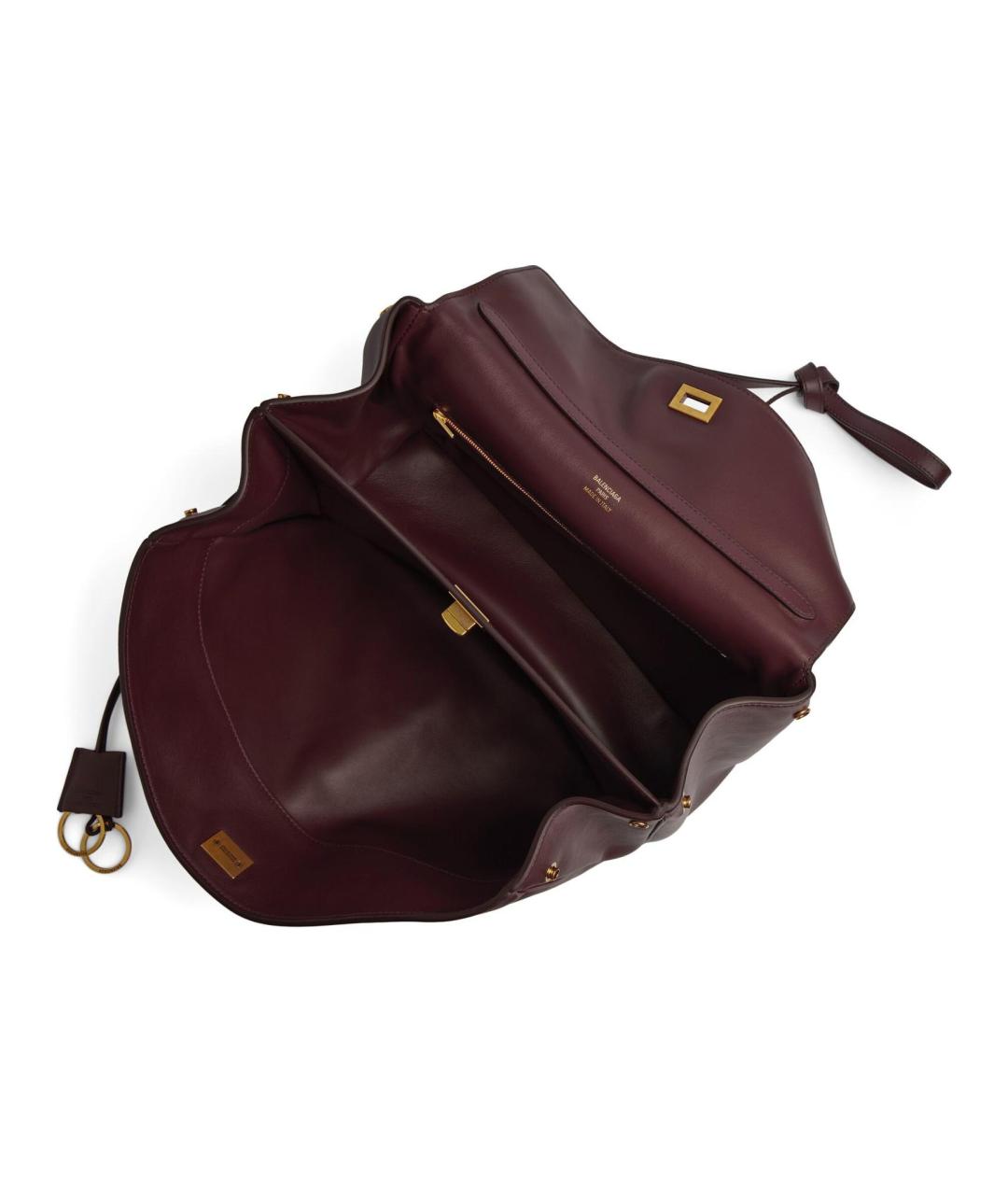 BALENCIAGA Бордовая кожаная сумка тоут, фото 5
