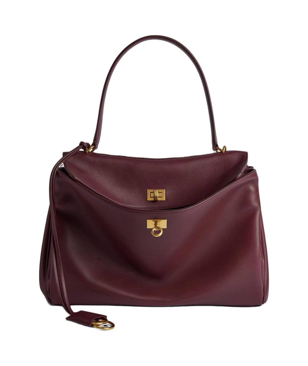 BALENCIAGA Бордовая кожаная сумка тоут, фото 1