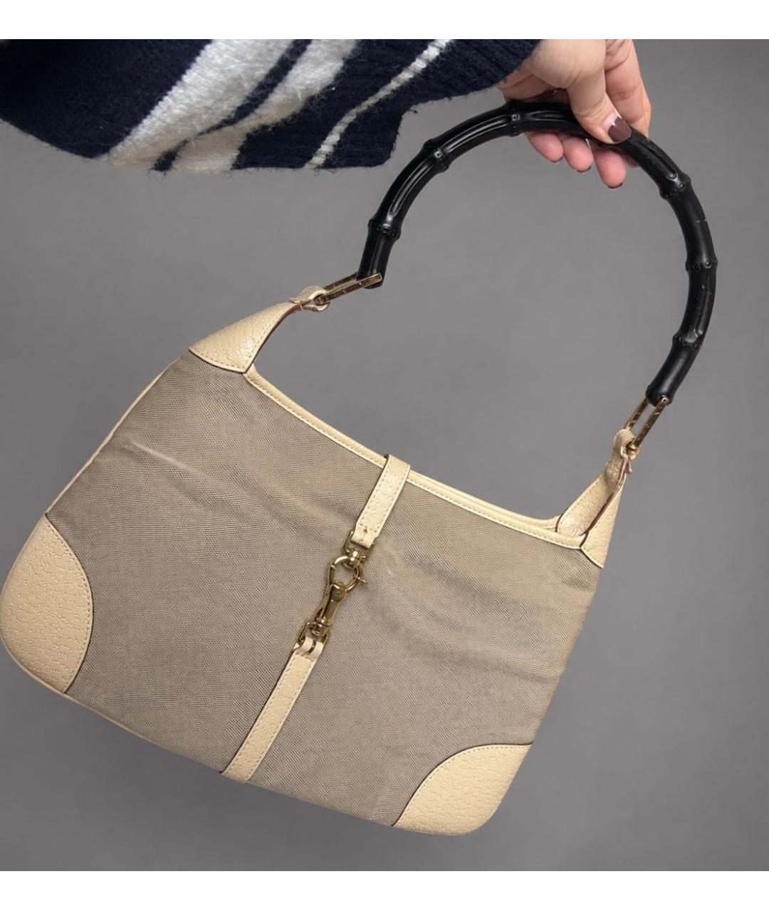 GUCCI Бежевая тканевая сумка с короткими ручками, фото 8
