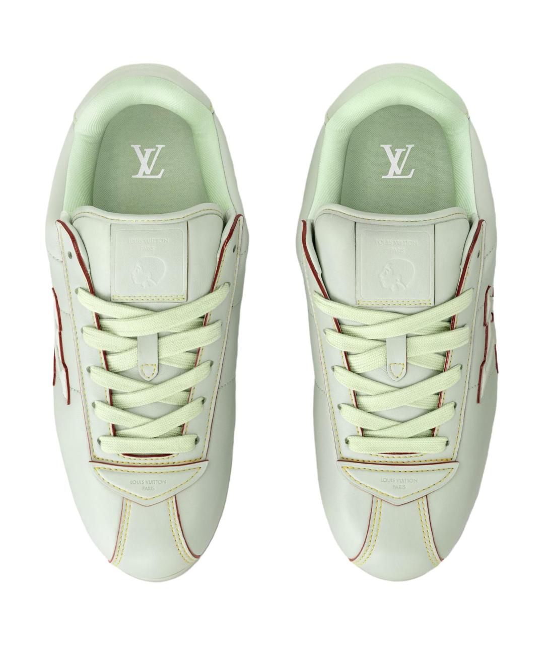 LOUIS VUITTON Зеленые кожаные низкие кроссовки / кеды, фото 4