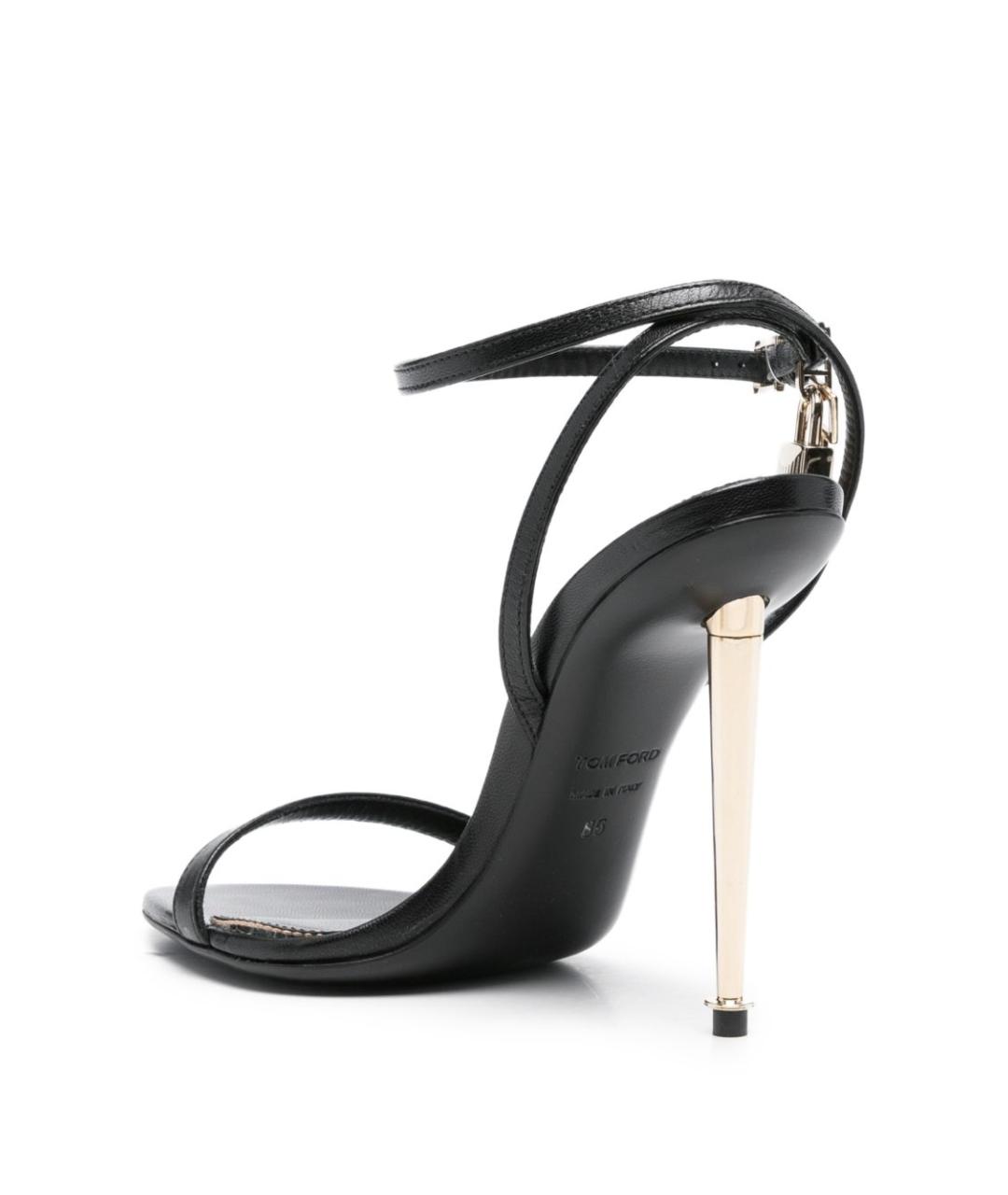 TOM FORD Черные кожаные босоножки, фото 4