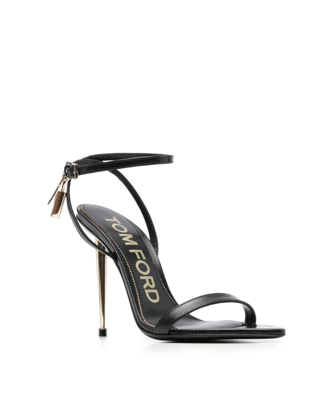 TOM FORD Черные кожаные босоножки, фото 3