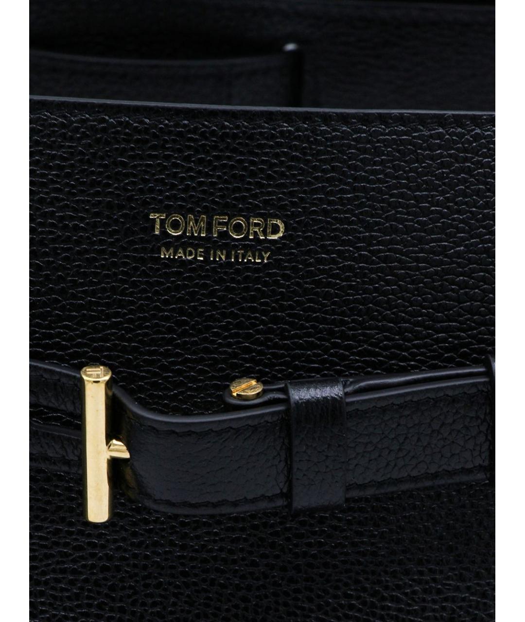 TOM FORD Черная кожаная сумка тоут, фото 7