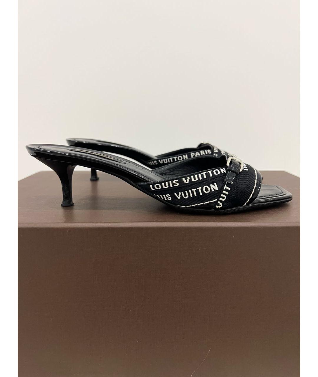 LOUIS VUITTON Черные кожаные мюли, фото 2