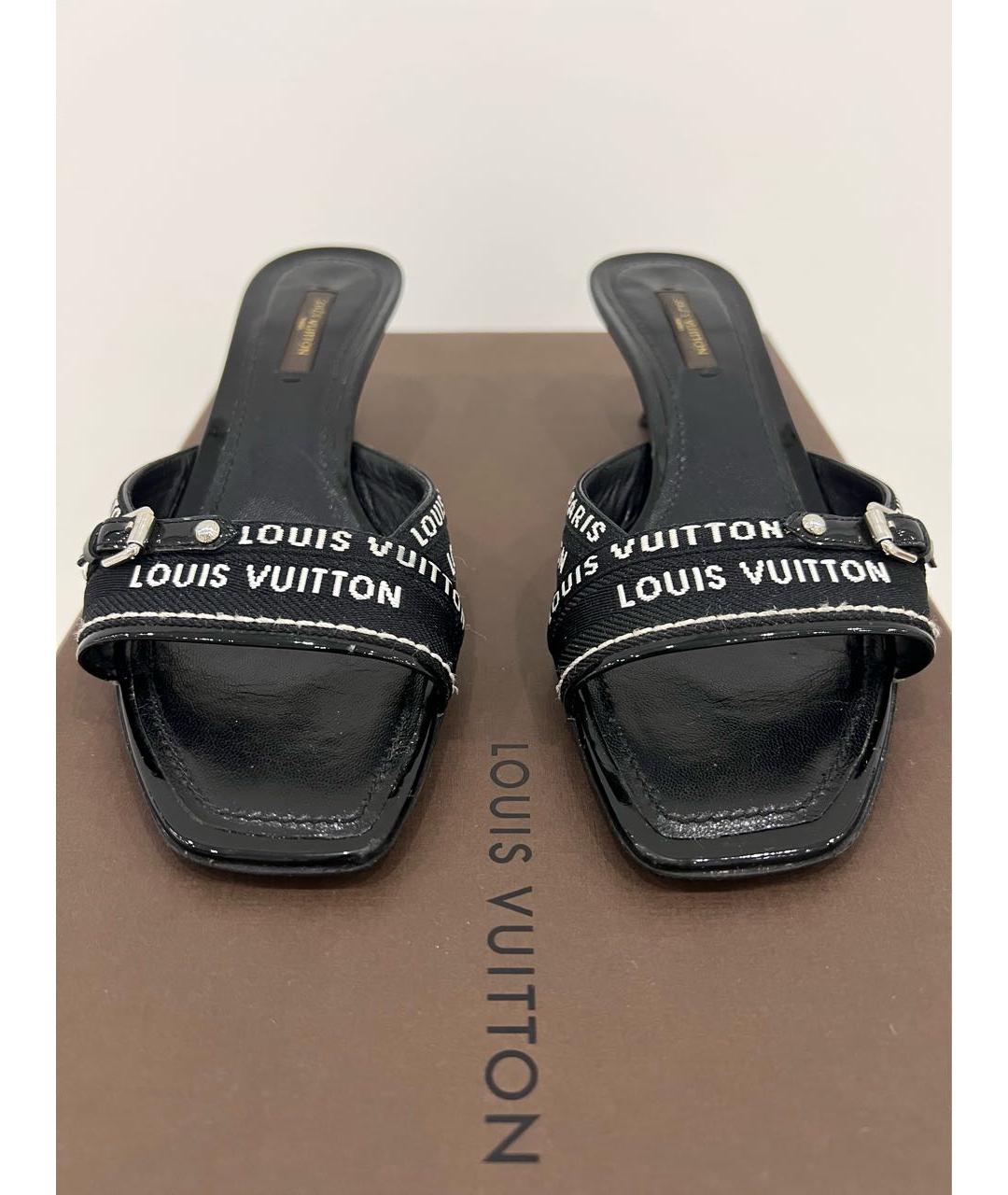 LOUIS VUITTON Черные кожаные мюли, фото 3