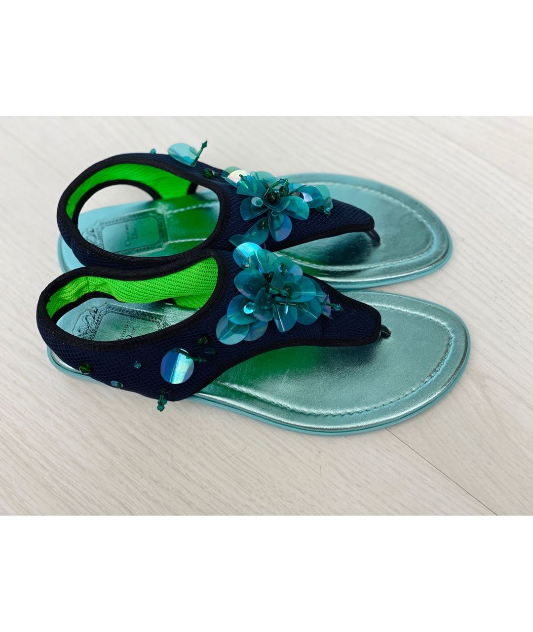 CHRISTIAN DIOR PRE-OWNED Синие синтетические сандалии, фото 3