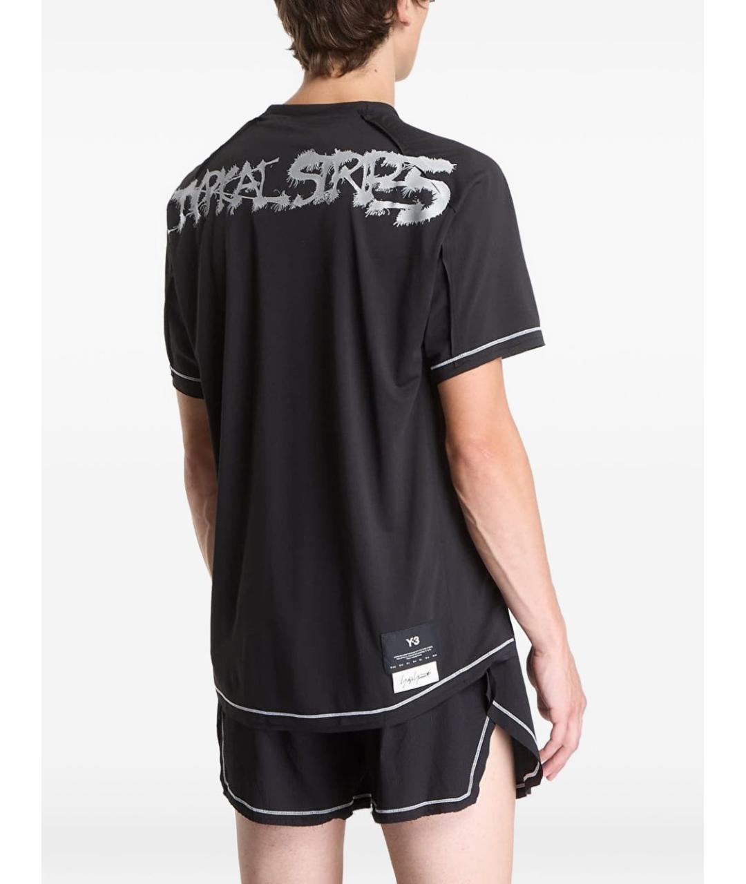 Y-3 Черная хлопковая футболка, фото 2