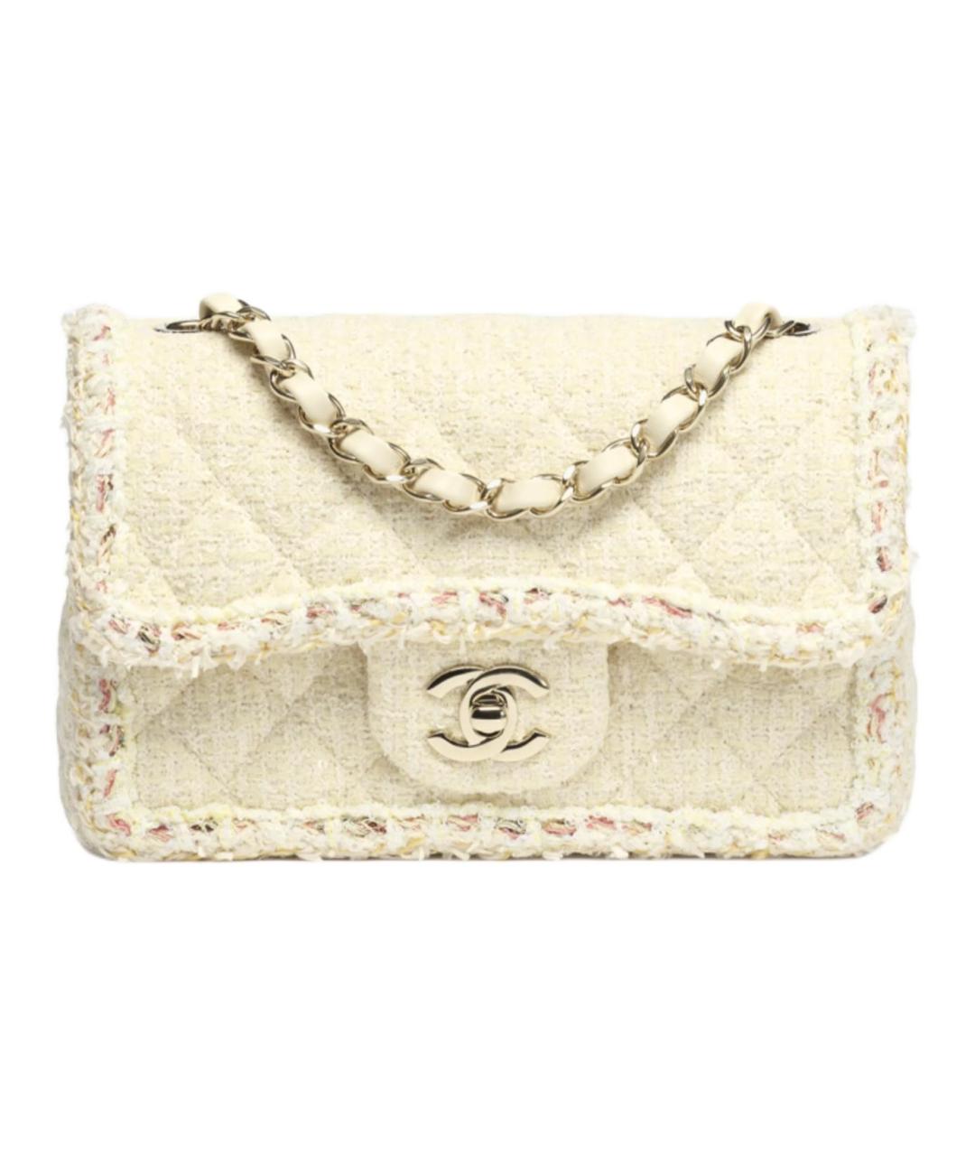 CHANEL Желтая твиловая сумка через плечо, фото 1