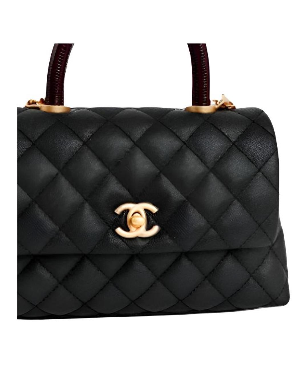 CHANEL Черная кожаная сумка с короткими ручками, фото 4