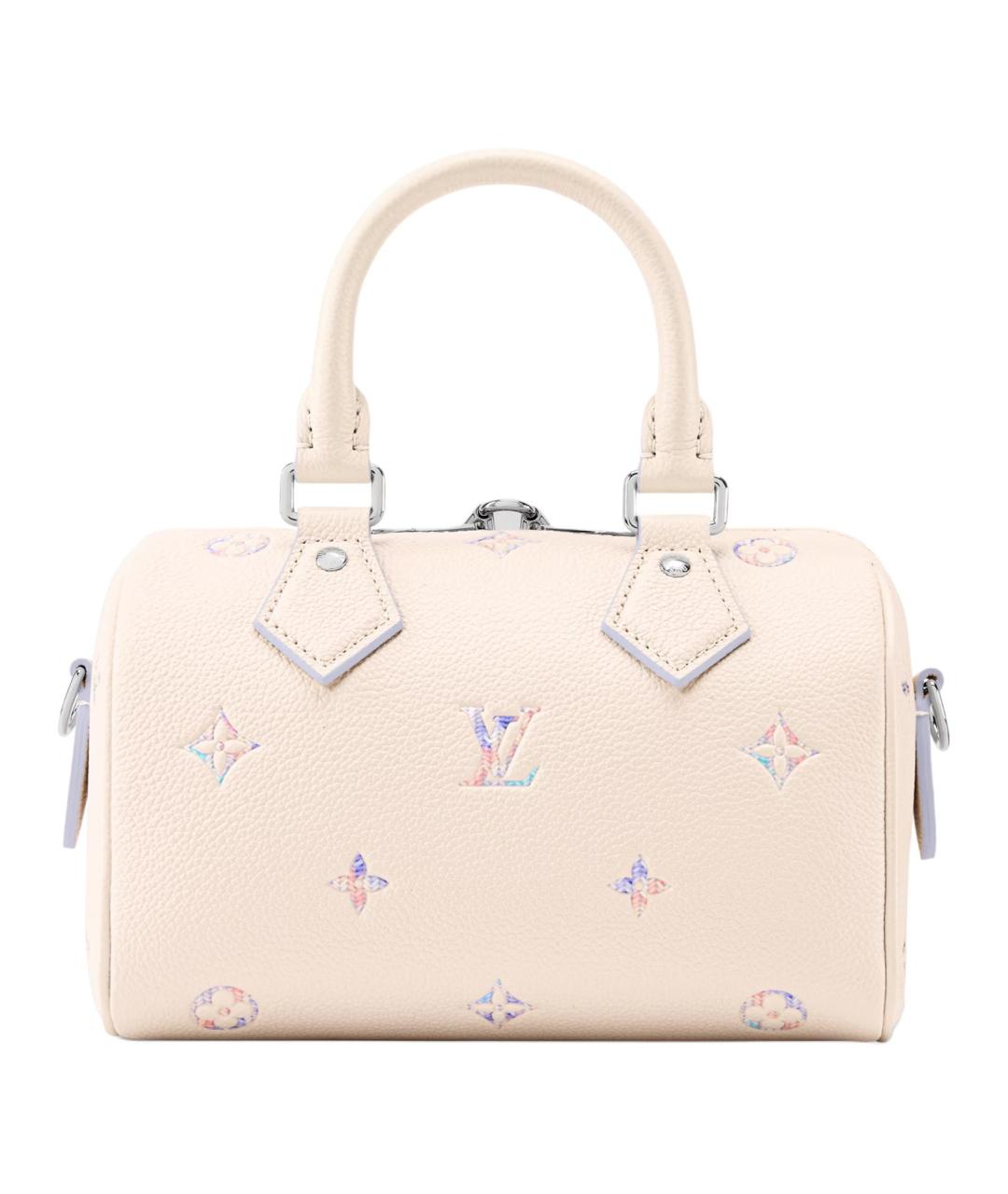 LOUIS VUITTON Бежевая кожаная сумка с короткими ручками, фото 3