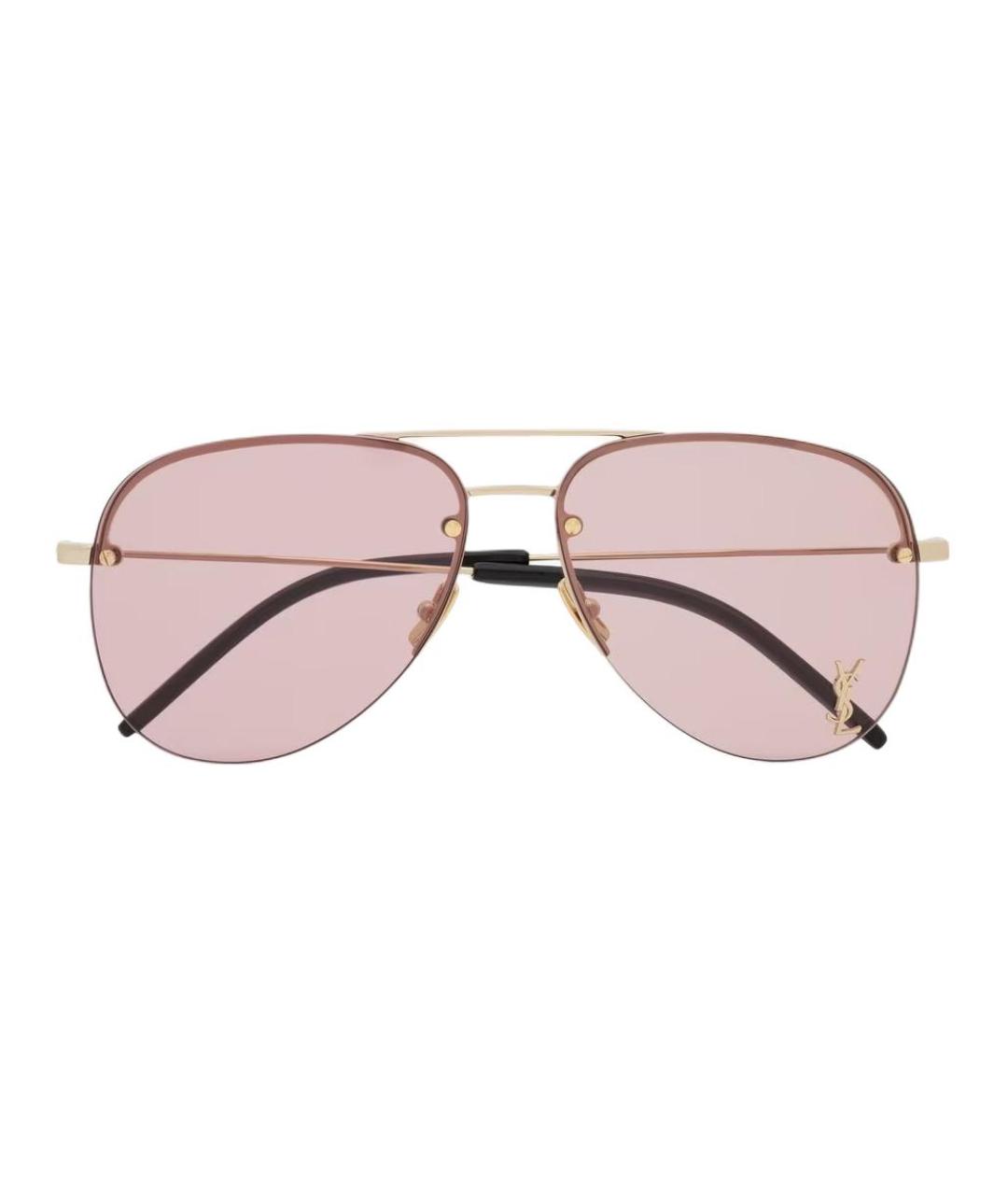SAINT LAURENT Золотые металлические солнцезащитные очки, фото 2