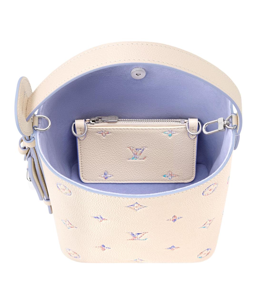 LOUIS VUITTON Бежевая кожаная сумка с короткими ручками, фото 5