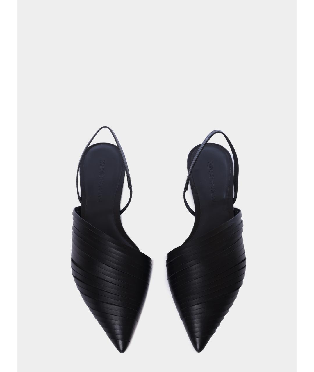 EMPORIO ARMANI Черные кожаные мюли, фото 4