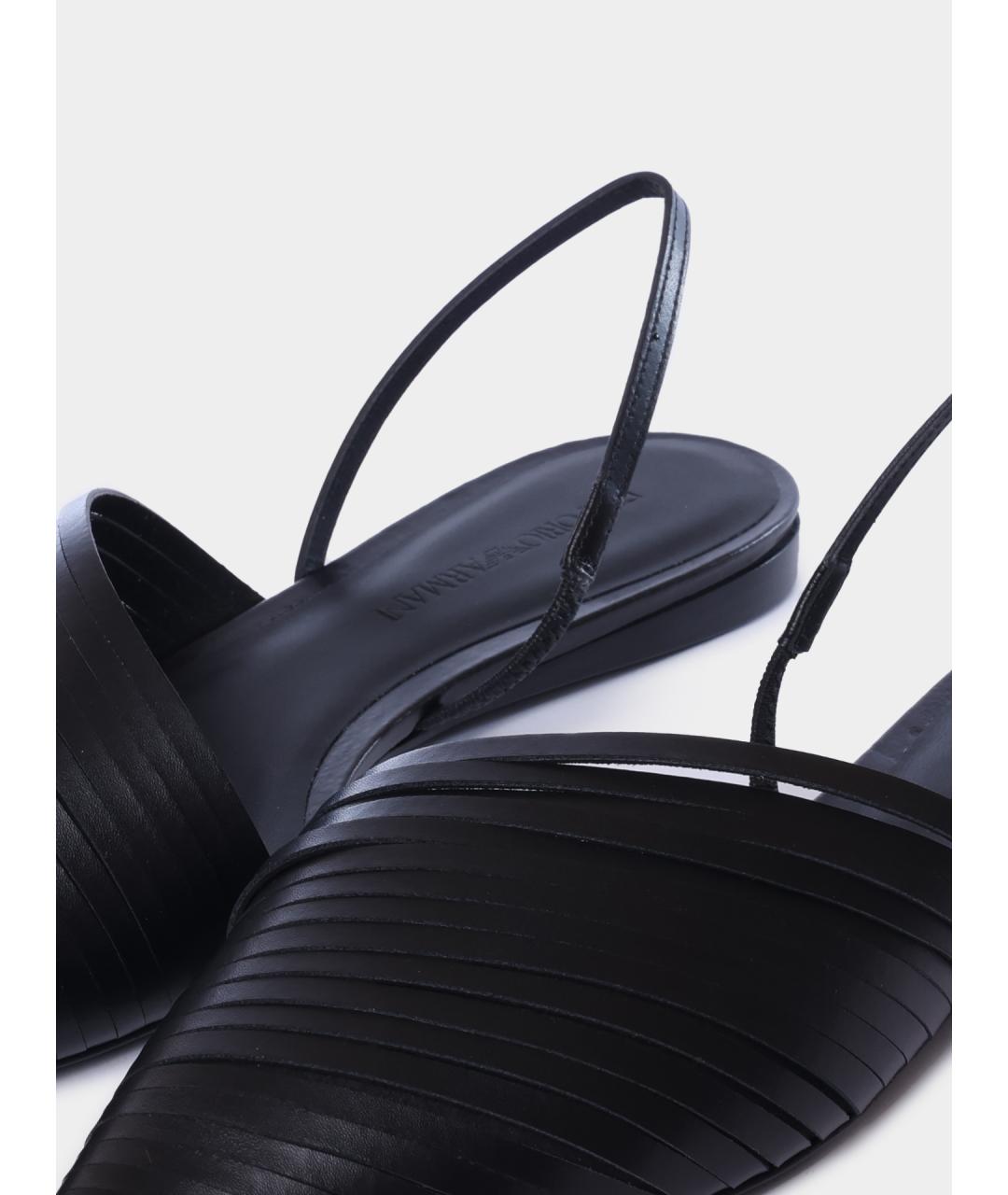 EMPORIO ARMANI Черные кожаные мюли, фото 3