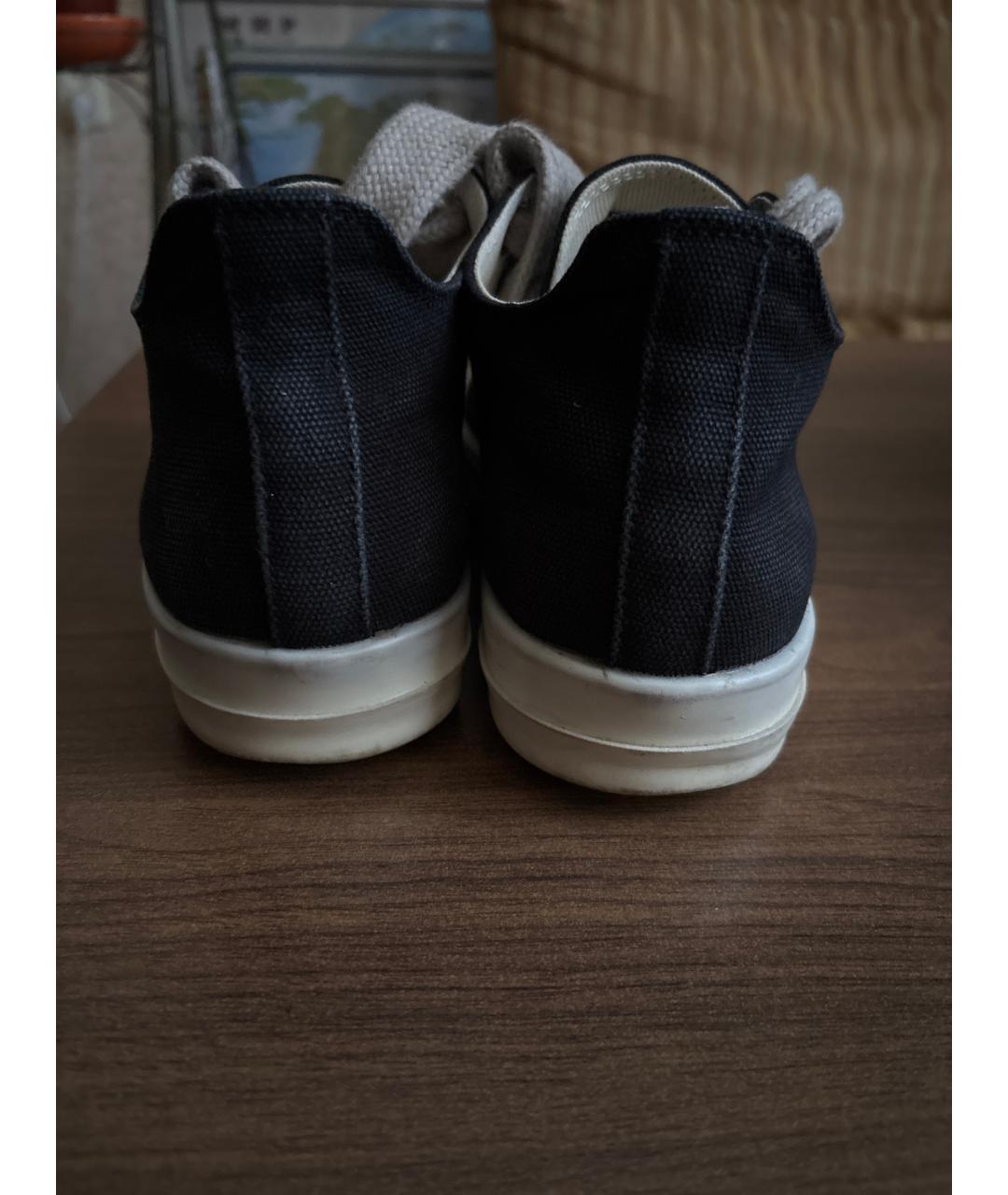 RICK OWENS DRKSHDW Черные текстильные низкие кроссовки / кеды, фото 4