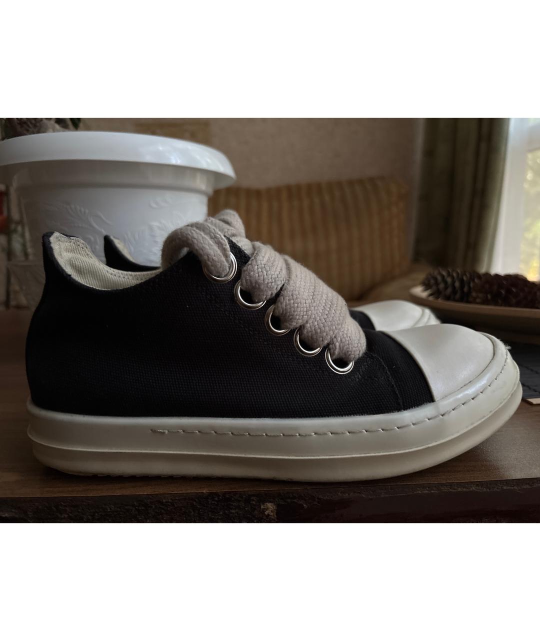 RICK OWENS DRKSHDW Черные текстильные низкие кроссовки / кеды, фото 6