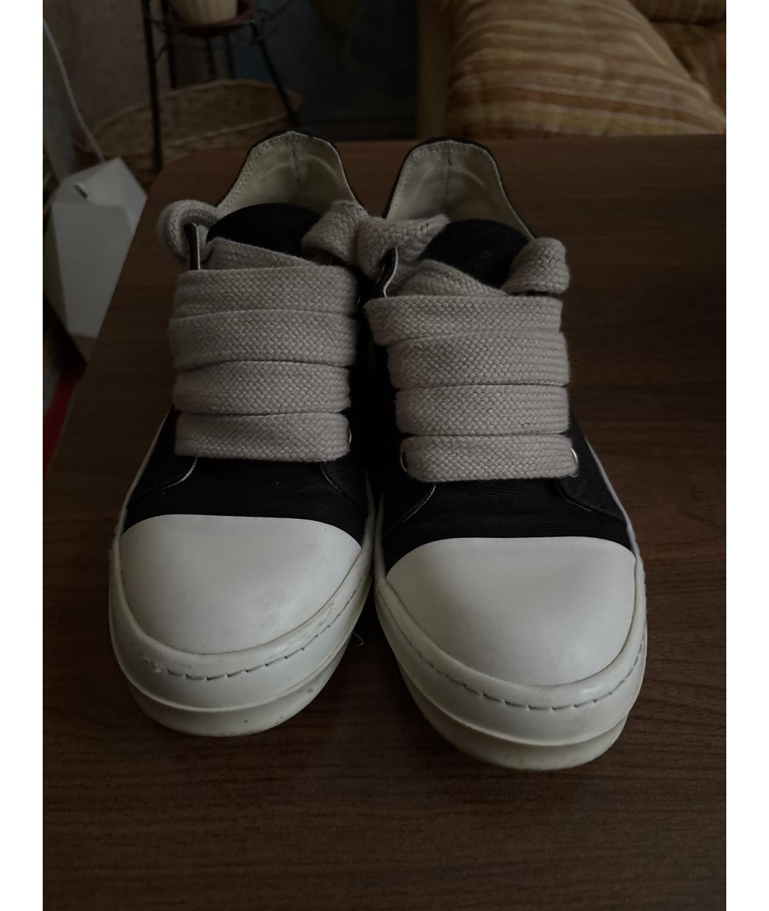RICK OWENS DRKSHDW Черные текстильные низкие кроссовки / кеды, фото 2