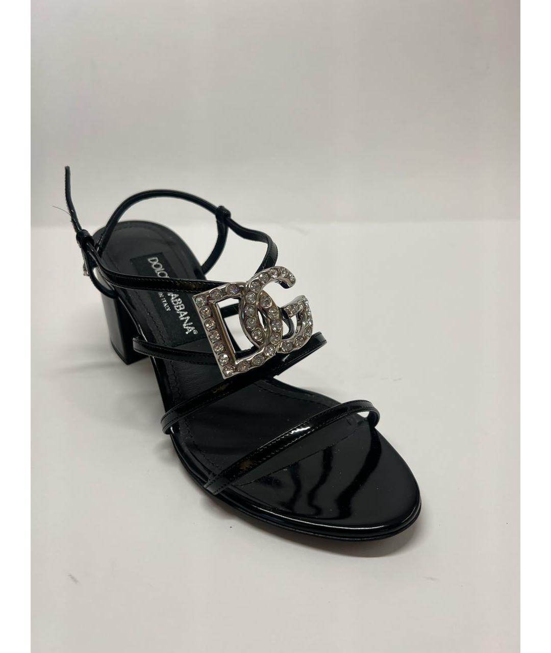 DOLCE&GABBANA Черные босоножки из лакированной кожи, фото 2