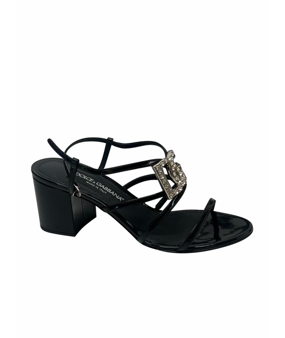 DOLCE&GABBANA Черные босоножки из лакированной кожи, фото 1