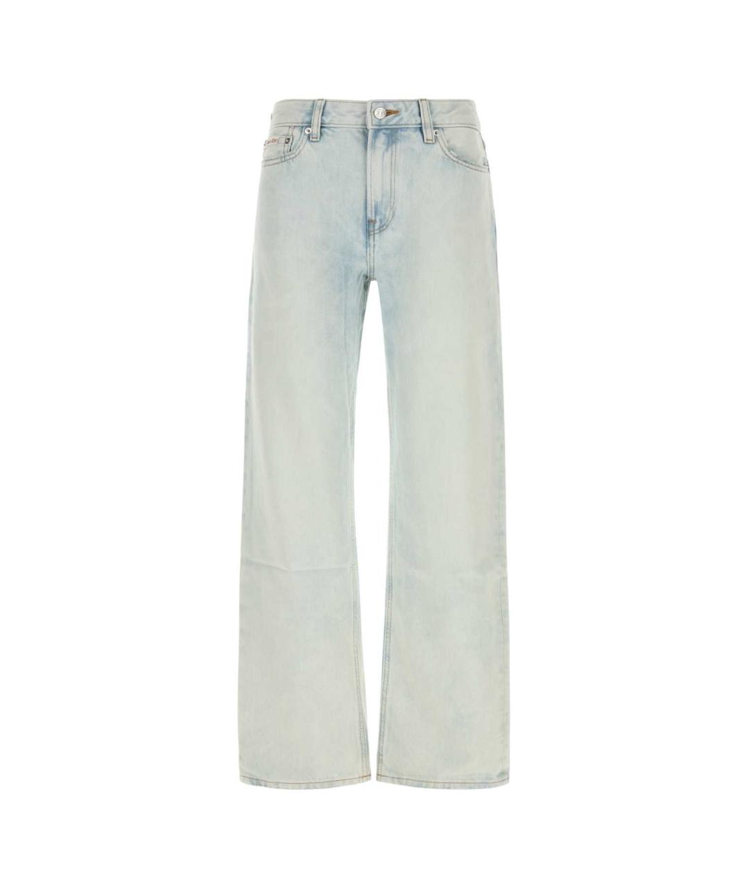 CALVIN KLEIN Голубые хлопковые прямые джинсы, фото 1