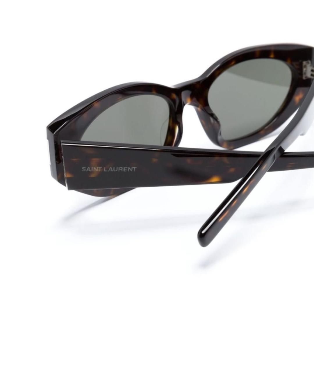 SAINT LAURENT Коричневые пластиковые солнцезащитные очки, фото 2