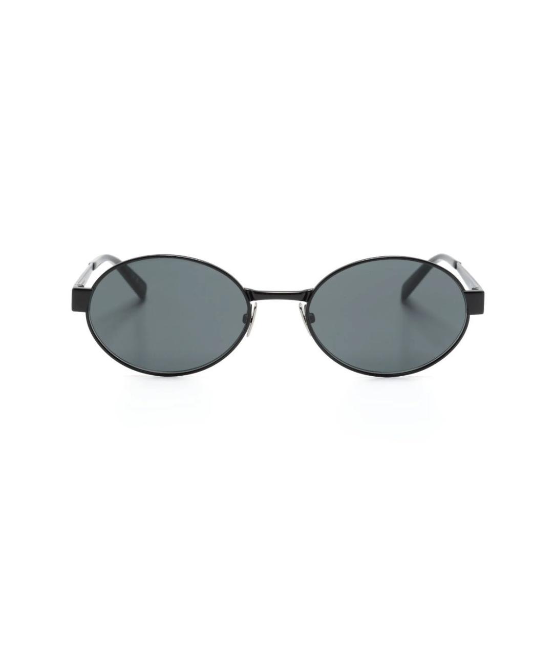 SAINT LAURENT Черные металлические солнцезащитные очки, фото 1