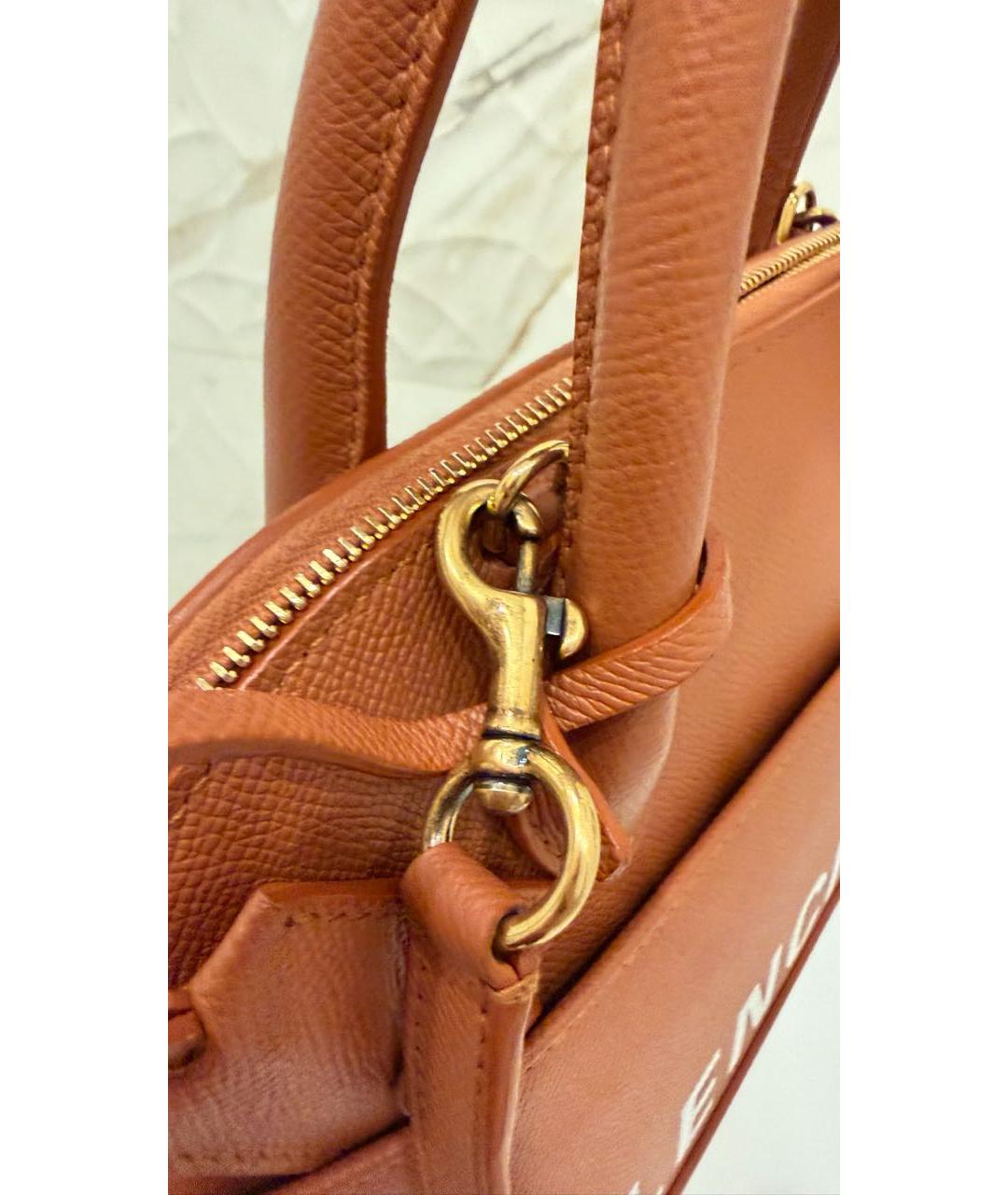 BALENCIAGA Оранжевая кожаная сумка с короткими ручками, фото 8