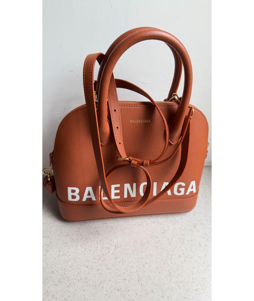 BALENCIAGA Оранжевая кожаная сумка с короткими ручками, фото 9